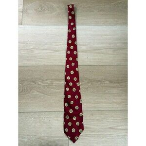 Vtg Polo Ralph Lauren Tie Red Silk Geometric Floral Print Classic Preppy Italy